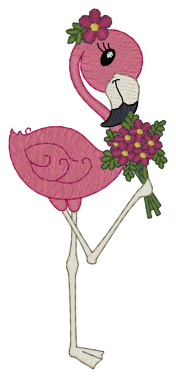 Flamingo mit Blumen