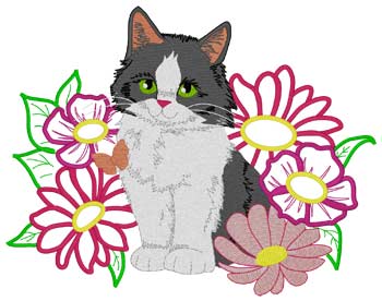 Kitty In Flowers