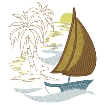 Sailboat W/palm Trees