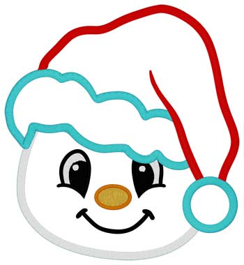 Snowman In Santa Hat Applique