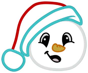 Snowman In Santa Hat Applique