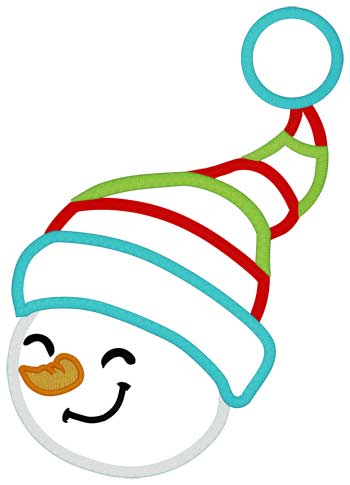 Happy Snowman Head Applique