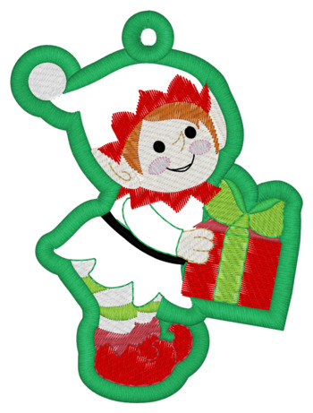 Applique Elf Ornament Front