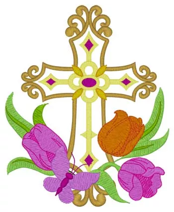 Kreuz mit Tulpen